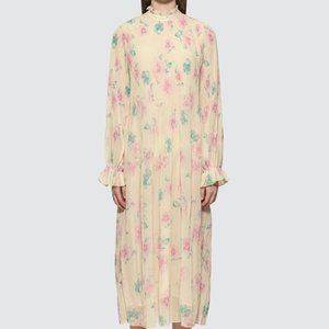 GANNI Floral Pleated Georgette Dress